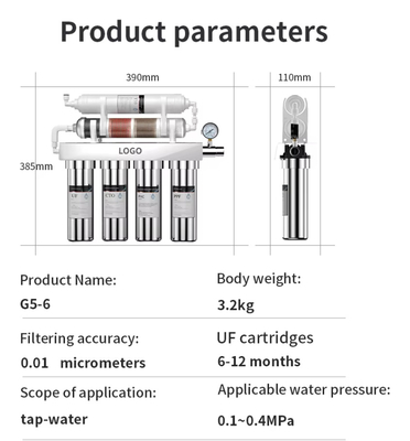 Household Ultrafiltration Water Filter Stainless Steel 9 Level