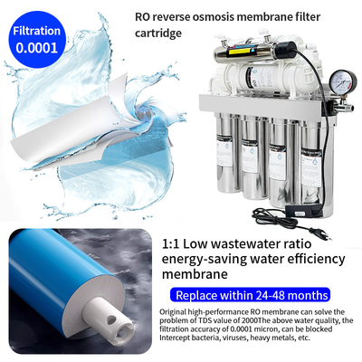 Reverse Osmosis UV Water Purifier 0.0001microns 600G For Direct Drinking Water