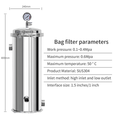 SS304 Industrial Bag Filter Water Treatment System Commercial