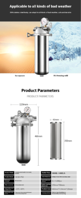 Food Grade 304 Stainless Steel Pre Filter 40 Microns 10Tons Whole House Water Treatment System