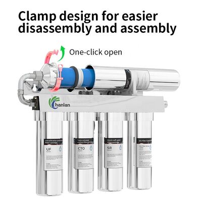 7 Stage No Electric RO Water Purifier for Household Use Featuring All Stainless Steel Frame with Water  Pressure Gauge