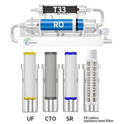 7 Stage No Electric RO Water Purifier for Household Use Featuring All Stainless Steel Frame with Water  Pressure Gauge
